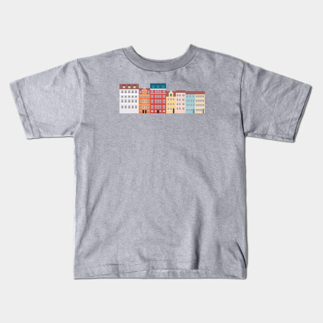 Nyhavn, Copenhagen, Denmark - South Kids T-Shirt by lymancreativeco